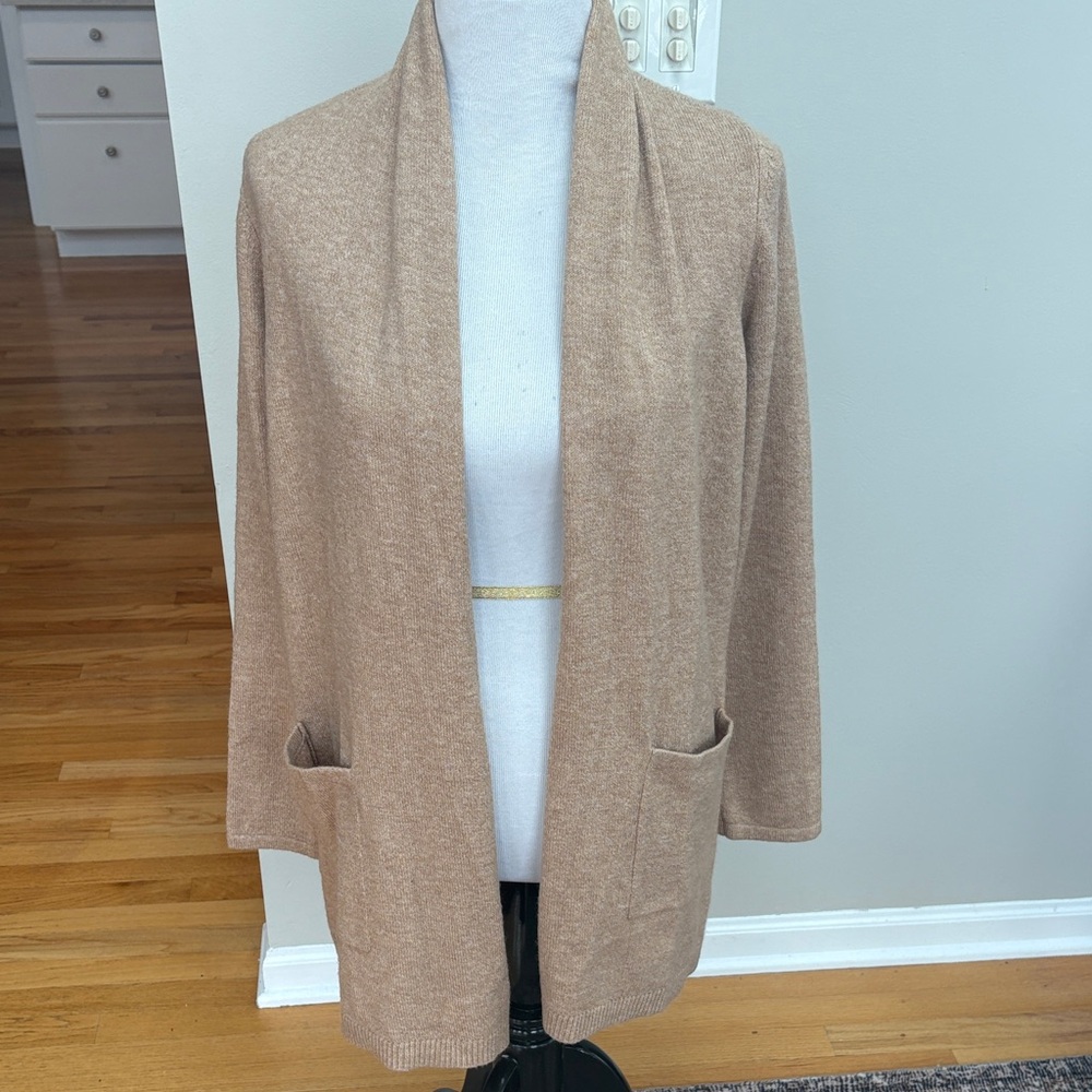 LOFT Women's Beige oversized Open Front Cardigan, Sz S
